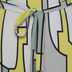 Pre Owned Emilio Pucci Multicolor Geometric Printed Silk Jersey Belted Dress M