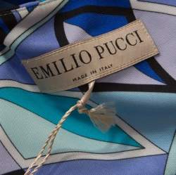 Emilio Pucci Blue Abstract Printed Jersey Sleeveless Tapered Jumpsuit S 