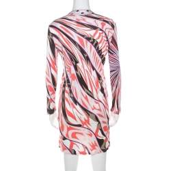 Emilio Pucci Multicolor Signature Print Jersey Knit Drawstring Short Dress M