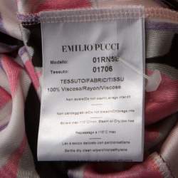 Emilio Pucci Multicolor Signature Print Jersey Knit Drawstring Short Dress M