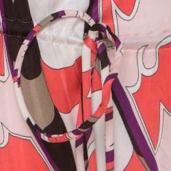 Emilio Pucci Multicolor Signature Print Jersey Knit Drawstring Short Dress M