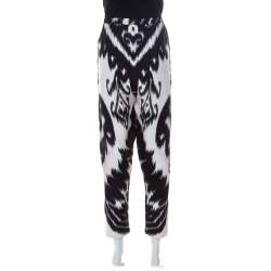 Emilio Pucci Multicolor Printed Silk Drawstring Waist Tapered Pants M