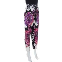 Emilio Pucci Multicolor Printed Silk Drawstring Waist Tapered Pants M