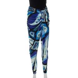 Emilio Pucci Multicolor Printed Jersey Draped Pants S 