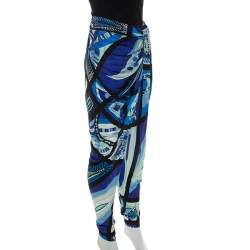 Emilio Pucci Multicolor Printed Jersey Draped Pants S 