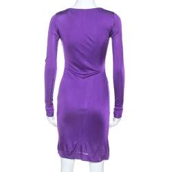 Pre Owned Emilio Pucci Purple Jersey Buckle Detail Ruched Waist Dress S