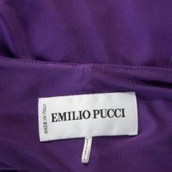 Pre Owned Emilio Pucci Purple Jersey Buckle Detail Ruched Waist Dress S