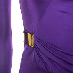 Pre Owned Emilio Pucci Purple Jersey Buckle Detail Ruched Waist Dress S