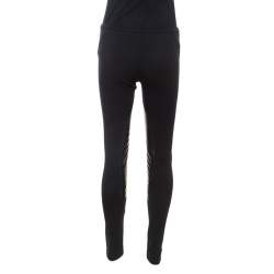 Emilio Pucci Black Stretch Wool Leather Patch Detail Leggings S