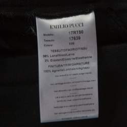 Emilio Pucci Black Stretch Wool Leather Patch Detail Leggings S