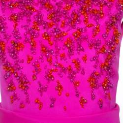 Pre Owned Emilio Pucci Bright Pink Silk Embellished Bodice Sleeveless Gown S