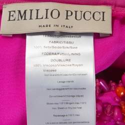 Pre Owned Emilio Pucci Bright Pink Silk Embellished Bodice Sleeveless Gown S
