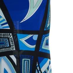 Emilio Pucci Blue Abstract Printed Jersey Flared Maxi Skirt M