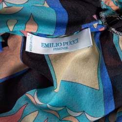 Pre Owned Emilio Pucci Multicolor Printed Chiffon Elasticized Waist Maxi Dress S
