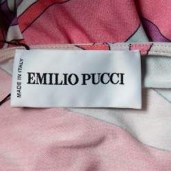 Emilio Pucci Multicolored Abstract Printed Jersey Pleated Detailed Top L 