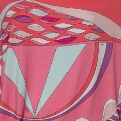 Emilio Pucci Multicolored Abstract Printed Jersey Pleated Detailed Top L 