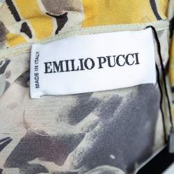 Pre Owned Emilio Pucci Multicolor Printed Silk Neck Tie Detail Shirt M