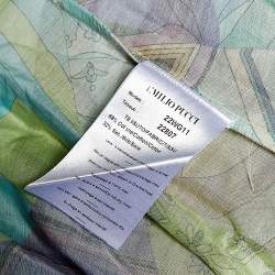 Pre Owned فستان إيميليو بوتشي ماكسي سموكد حرير وقطن مطبوع متعدد الألوان مقاس متوسط