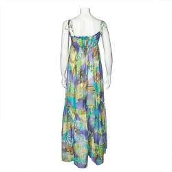 Pre Owned فستان إيميليو بوتشي ماكسي سموكد حرير وقطن مطبوع متعدد الألوان مقاس متوسط