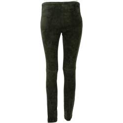 Pre Owned Emilio Pucci Green Suede Tapered Leg Trousers M
