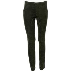 Pre Owned Emilio Pucci Green Suede Tapered Leg Trousers M