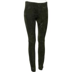 Pre Owned Emilio Pucci Green Suede Tapered Leg Trousers M