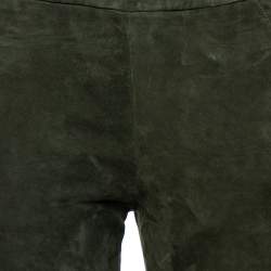 Pre Owned Emilio Pucci Green Suede Tapered Leg Trousers M