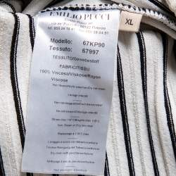 Pre Owned Emilio Pucci Black & White Striped Knit Pleated Cuff Detailed Top XL