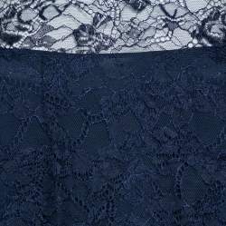 Pre Owned Emilio Pucci Navy Blue Lace Blouse M