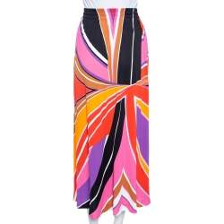Emilio Pucci Multicolored Printed Jersey Midi Skirt M