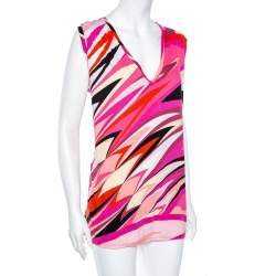 Pre Owned توب إيميليو بوتشي قطن مطبوع متعدد الألوان رقم حرف في مقاس صغير - سمول