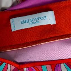 Pre Owned Emilio Pucci Multicolored Jersey Flared Sleeve Detailed Short Dress S