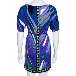 مملوكة مسبقًا فستان إيميليو بوتشي حرير مطبوع متعدد الألوان حزام مزخرف مقاس صغير - سمول