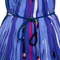 مملوكة مسبقًا فستان إيميليو بوتشي حرير مطبوع متعدد الألوان حزام مزخرف مقاس صغير - سمول