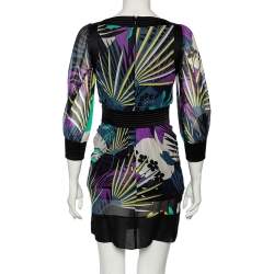 مملوكة مسبقًا Emilio Pucci Multicolor Printed Silk Quilted Detail Mini Dress S