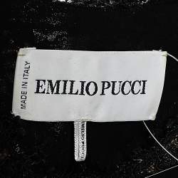 مملوكة مسبقًا Emilio Pucci Black Silk Lace Trim Long Sleeve Blouse S