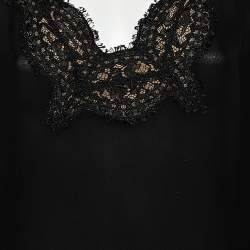 مملوكة مسبقًا Emilio Pucci Black Silk Lace Trim Long Sleeve Blouse S