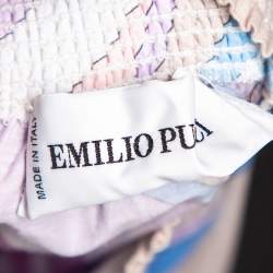 Pre Owned Emilio Pucci Multicolored Printed Cotton Belted Mini Dress S