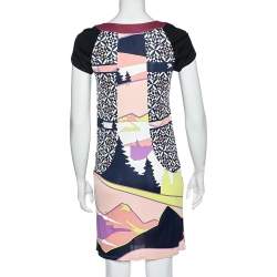 Pre Owned Emilio Pucci Multicolor Printed jersey Shift Dress S