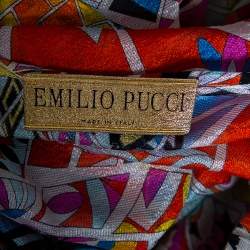 Pre Owned Emilio Pucci Multicolored Silk Cut Out Back Detail Sleeveless Beach Dress M