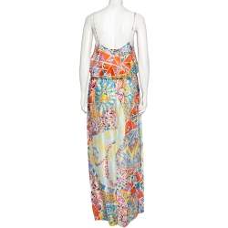 Pre Owned Emilio Pucci Multicolored Silk Cut Out Back Detail Sleeveless Beach Dress M