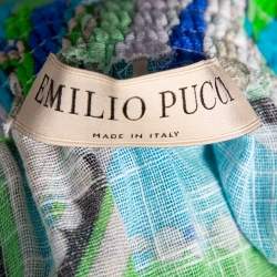Emilio Pucci Multicolored Printed Cotton Wrap Detail Top & Midi Skirt Set M