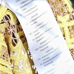 Pre Owned Emilio Pucci Yellow Guipure Lace Sleeveless Midi Dress M