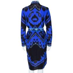 Pre Owned فستان قميص ايميليو بوتشي حرير مطبوع أزرق مقاس صغير (سمول)