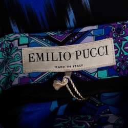 Pre Owned فستان قميص ايميليو بوتشي حرير مطبوع أزرق مقاس صغير (سمول)