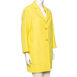 Pre Owned Emilio Pucci Yellow Cotton Single Breasted Oversized Coat S