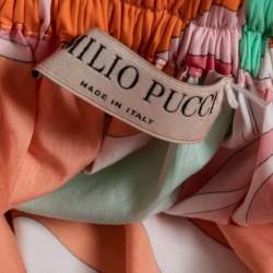 Pre Owned Emilio Pucci Multicolored Printed Cotton Off-Shoulder Top M