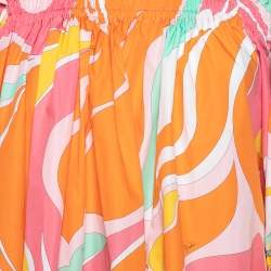 Pre Owned Emilio Pucci Multicolored Printed Cotton Off-Shoulder Top M