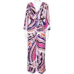 Emilio Pucci Multicolored Abstract Printed Jersey Belted Jumpsuit M 