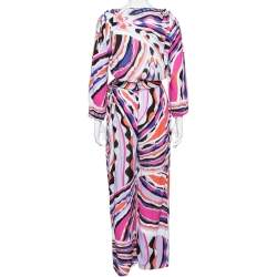 Emilio Pucci Multicolored Abstract Printed Jersey Belted Jumpsuit M 